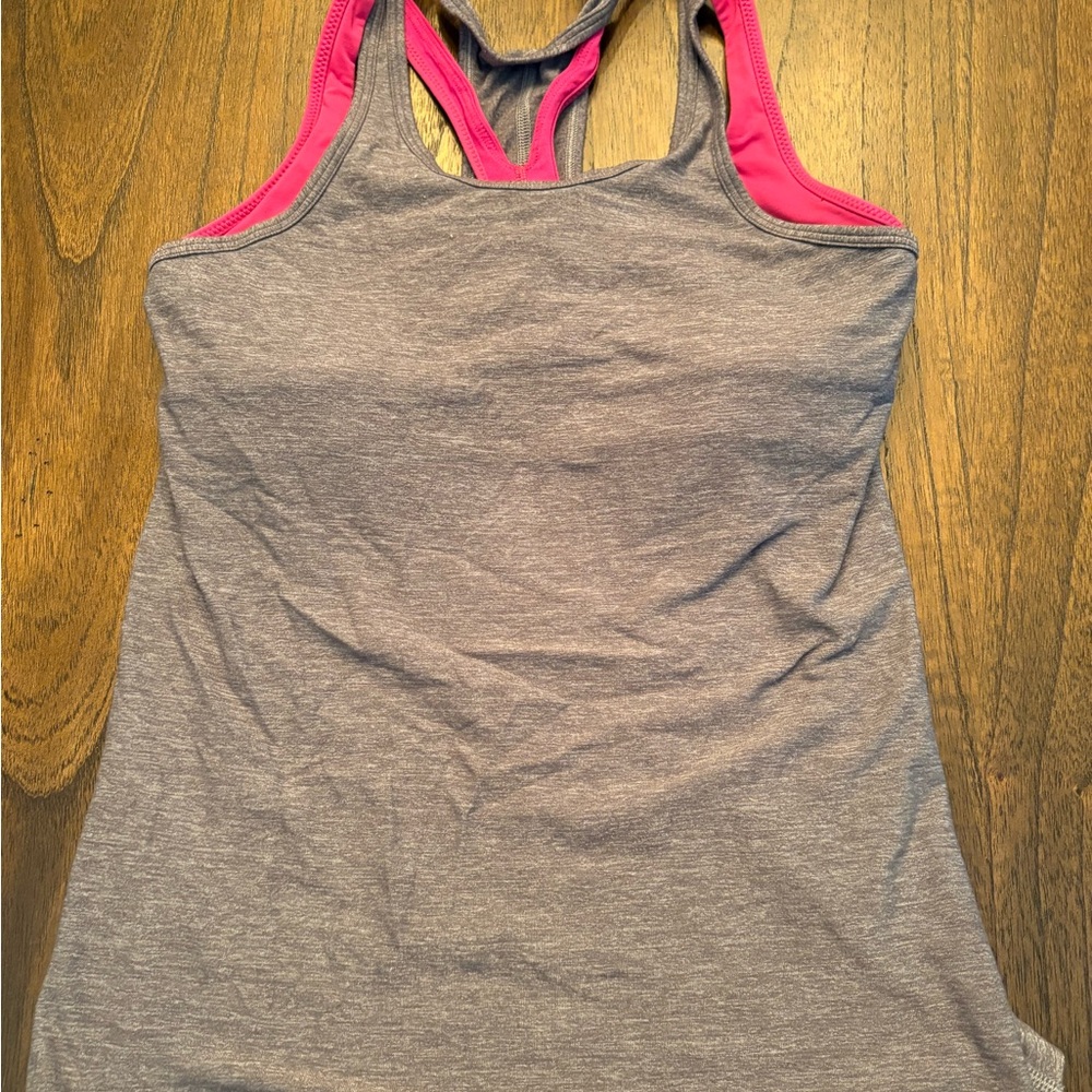 Lululemon Athletica Gray and Pink Tank Top